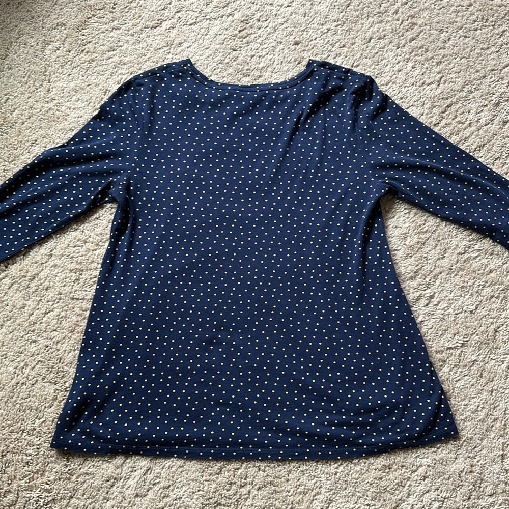 Women’s Boden Navy Gold Polka Dot Top Blouse size Small - Picture 11 of 16